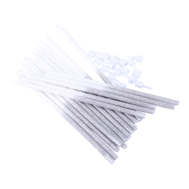 PME Glitter Candles, Pack of 16 - Silver angle