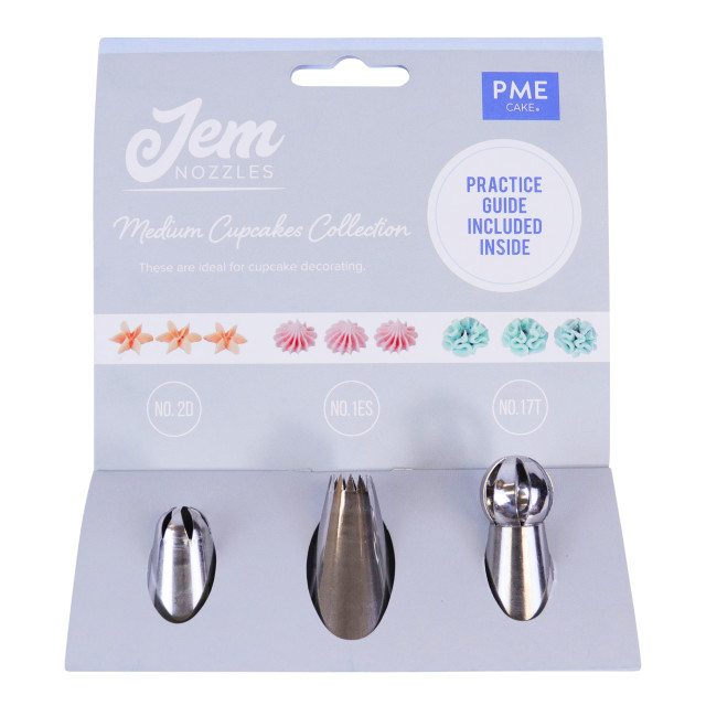 PME Medium Cupcakes Collection Jem Piping Nozzles, Set of 3 packaging