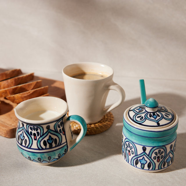 Lifestyle image of Humble & Mash Printed Ceramic Milk Pot