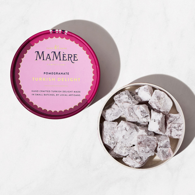 Ma Mere Confections Pomegranate Turkish Delight, 225g opened on the table