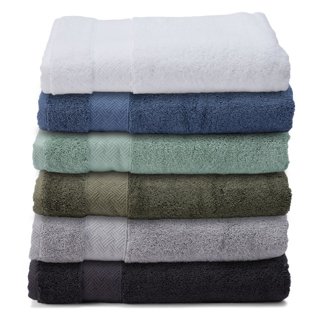Nortex Indulgence Bath Towel, 630gsm colour variations stacked