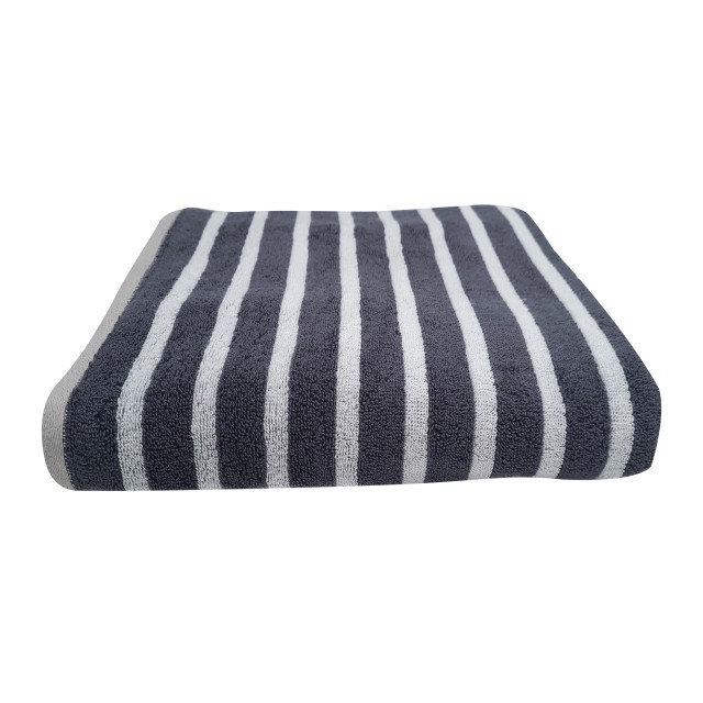 Nortex Imperial Striped Hand Towel, 470gsm - Charcoal