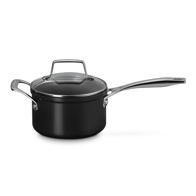 Le Creuset Essential Non-Stick Ceramic Saucepan with Glass Lid - 16cm angle