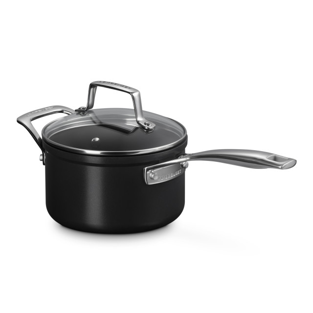 Le Creuset Essential Non-Stick Ceramic Saucepan with Glass Lid - 16cm angle