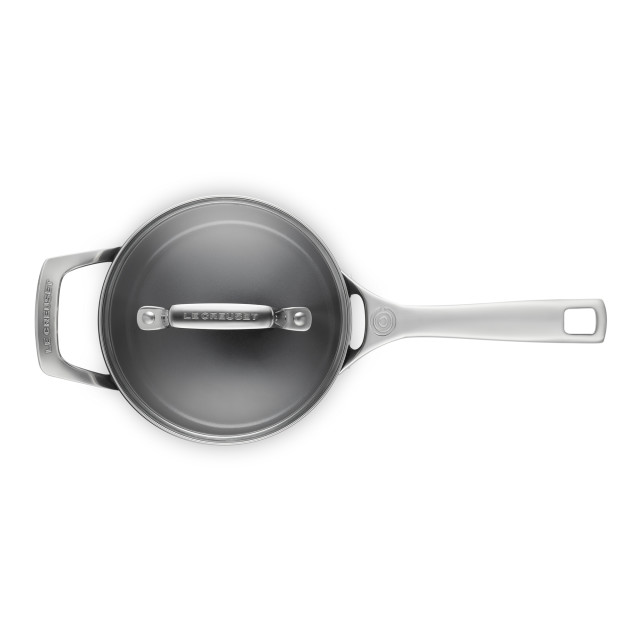 Le Creuset Essential Non-Stick Ceramic Saucepan with Glass Lid - 16cm angle