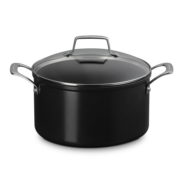 Le Creuset Essential Non-Stick Ceramic Stockpot with Glass Lid, 24cm angle