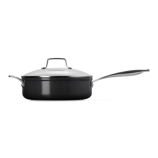 Le Creuset Essential Non-Stick Ceramic Saute Pan with Glass Lid - 26cm angle