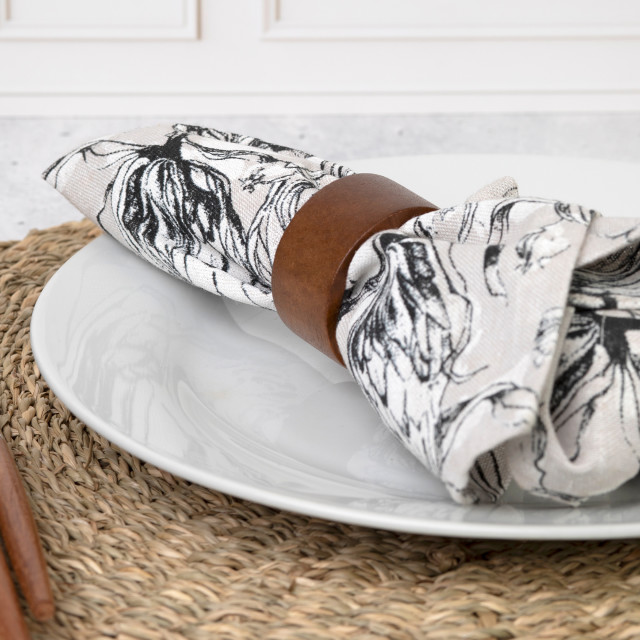 Nicolson Russell Dark Wood Napkin Rings, Set of 4 on a napkin