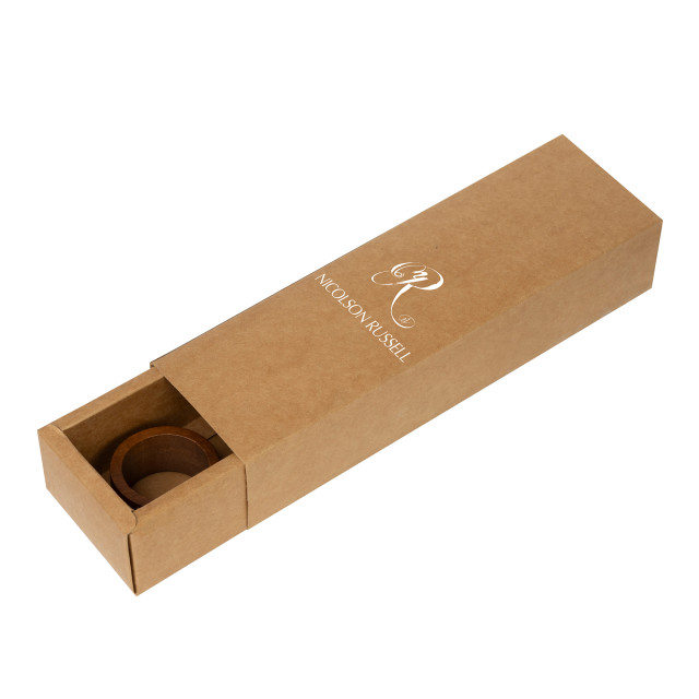 Nicolson Russell Dark Wood Napkin Rings, Set of 4 packaging