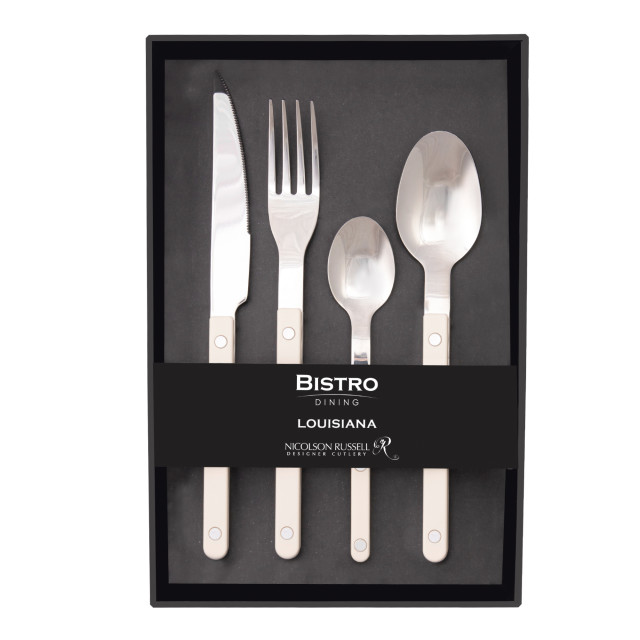 Nicolson Russell Louisiana Cutlery Set, 16-Piece - Ivory packaging