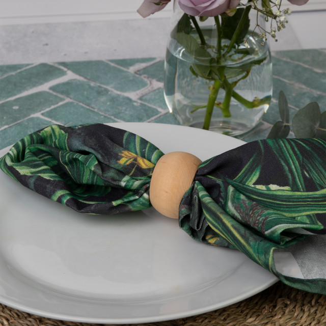 Nicolson Russell Light Wood Napkin Rings, Set of 4 on the table