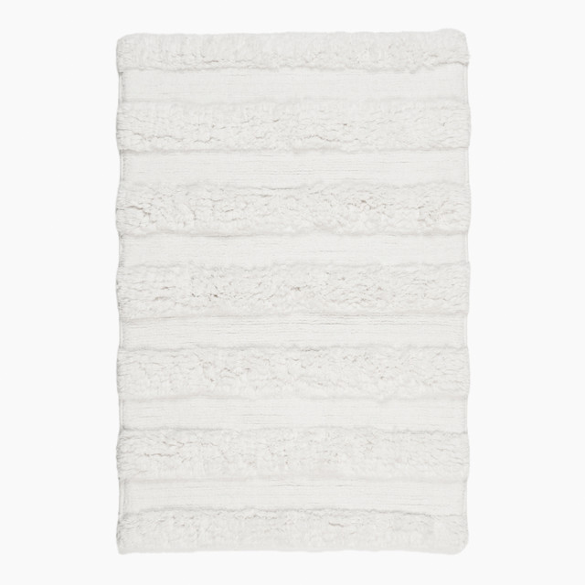 Thread Office White Highlow Stripe Bath Mat, 60cm x 90cm