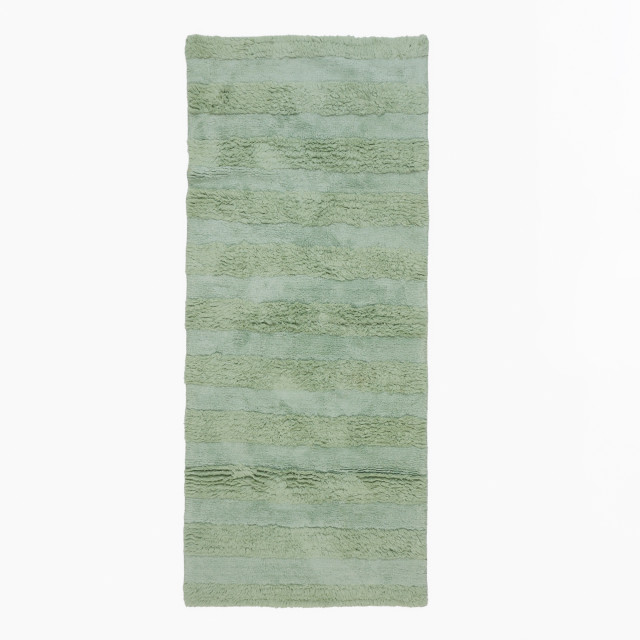 Thread Office Highlow Stripe Bath Mat, 60cm x 140cm - Sage