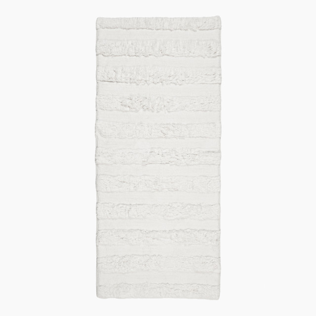 Thread Office White Highlow Stripe Bath Mat, 60cm x 140cm
