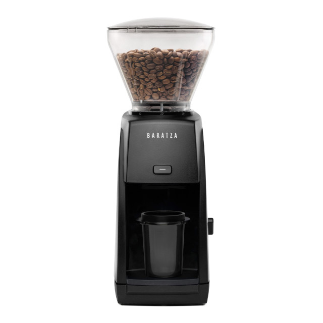 Baratza Encore ESP Electric Coffee Grinder - Black angle with coffee beans