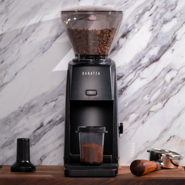 Baratza Encore ESP Electric Coffee Grinder - Black on the kitchen counter