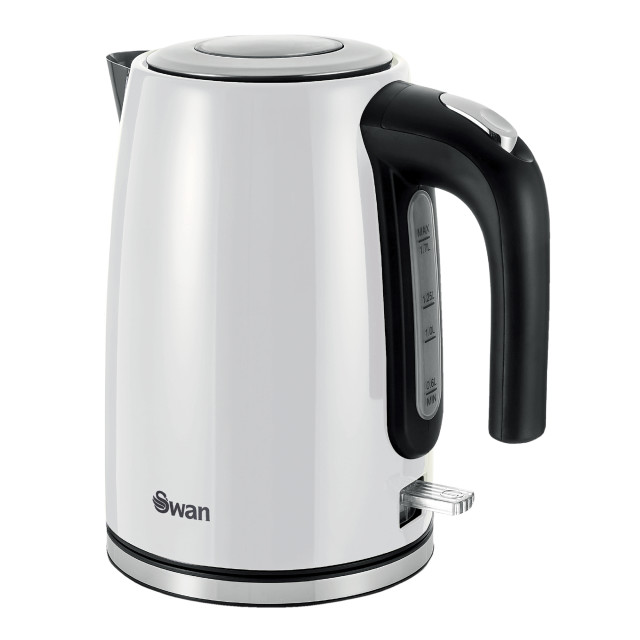 Swan Townhouse Stainless Steel Cordless Kettle, 1.7L - Pearl White