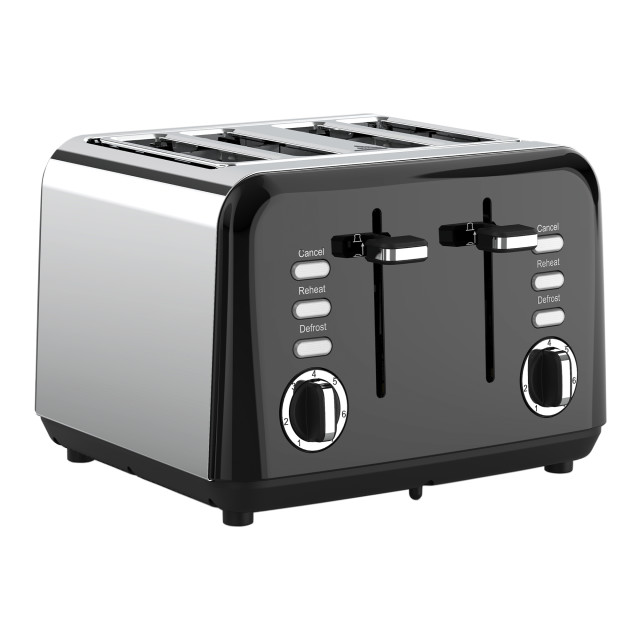 Swan Townhouse Stainless Steel 4-Slice Toaster, 1850W - Black