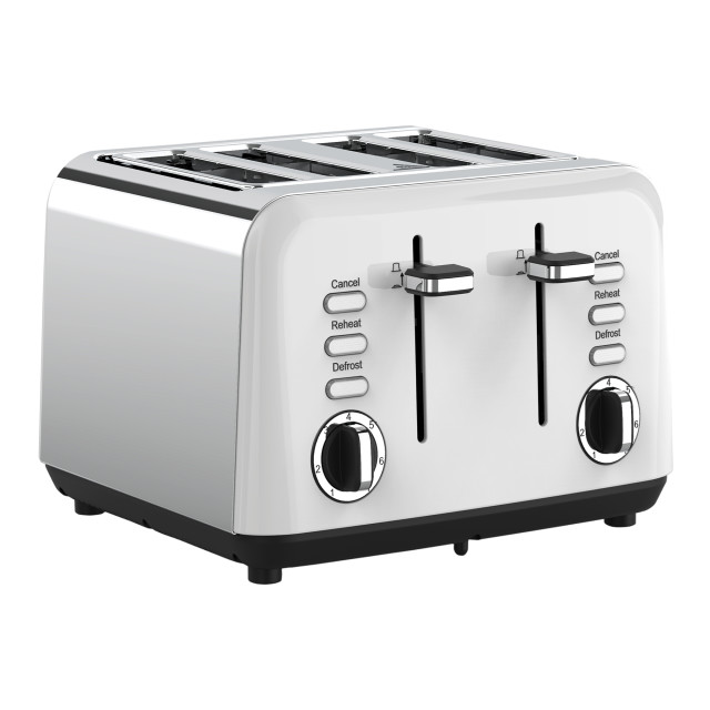 Swan Townhouse Stainless Steel 4-Slice Toaster, 1850W - Pearl White