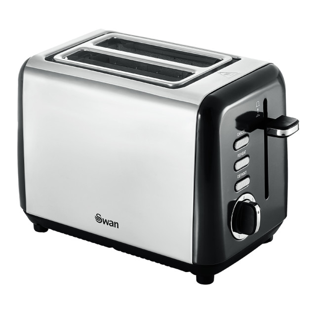 Swan Townhouse Stainless Steel 2-Slice Toaster, 925W - Black