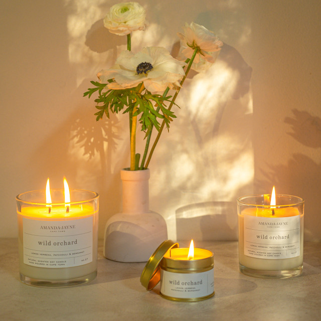 Amanda Jayne Wild Orchard Glass Collection Candle, 310ml with other candles