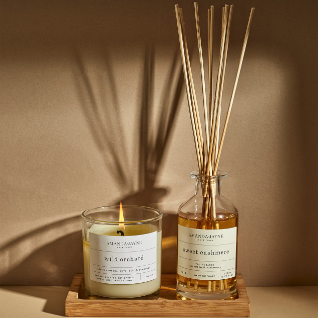 Amanda Jayne Wild Orchard Reed Diffuser, 170ml with a candle