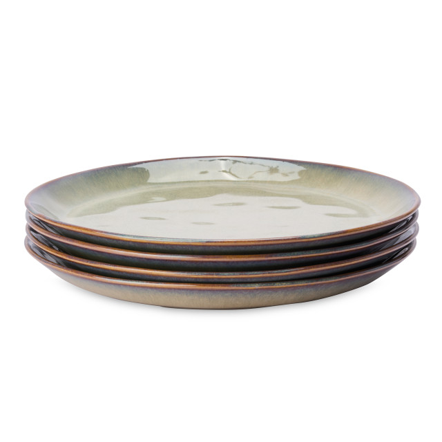 Yuppiechef Fiesta Stoneware Dinner Plates, Set of 4 - Jade stacked