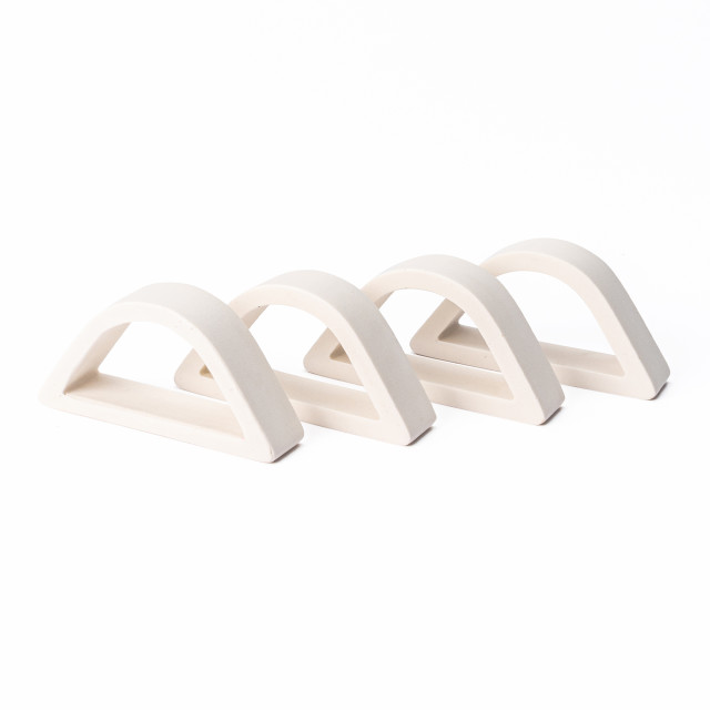 Alkaline Arched Napkin Rings, Set of 4 - Ceramic White