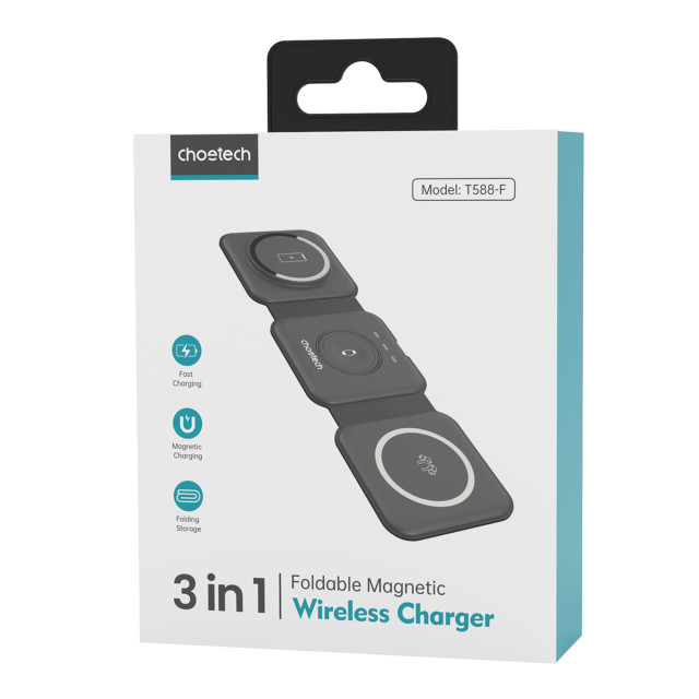 Choetech Magsafe Compatible 3-in-1 Wireless Charging Pad, 15W packaging