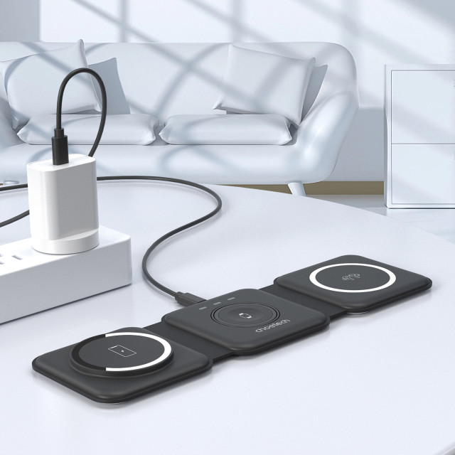 Choetech Magsafe Compatible 3-in-1 Wireless Charging Pad, 15W charging on the table
