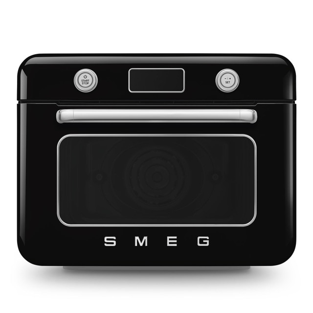 Smeg Retro Countertop Steam Oven - Glossy Black angle