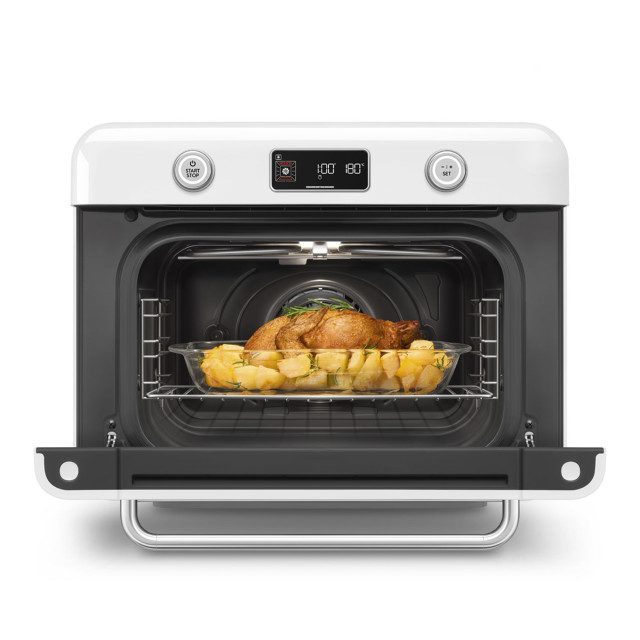 Smeg Retro Countertop Steam Oven - Ice White angle
