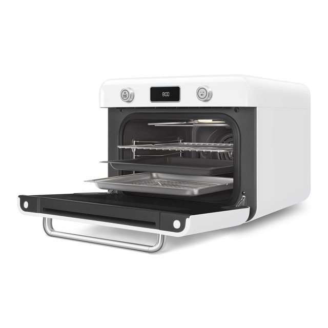 Smeg Retro Countertop Steam Oven - Ice White angle
