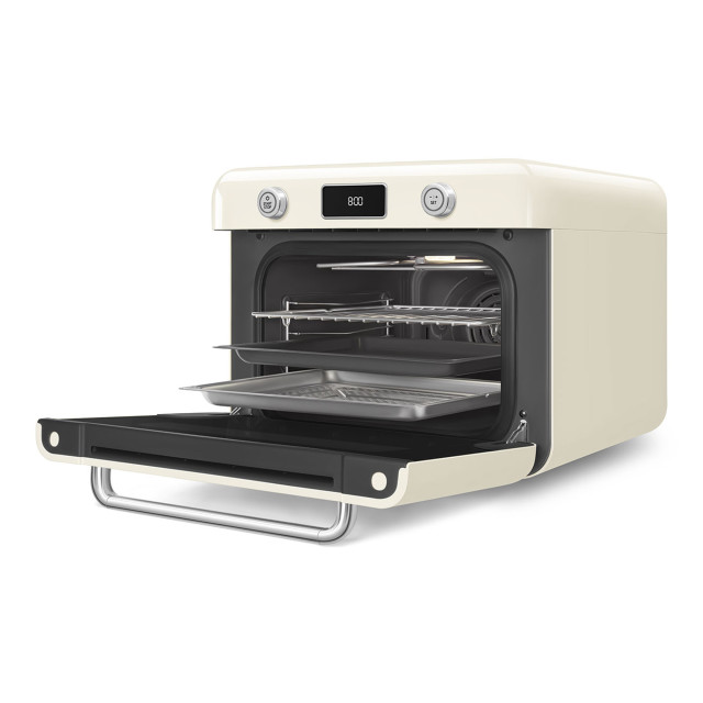 Smeg Retro Countertop Steam Oven - Vintage Cream angle