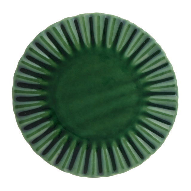 Mervyn Gers Paper Collection Glazed Stoneware Dinner Plate, 23cm - Fig Green Top Down View 