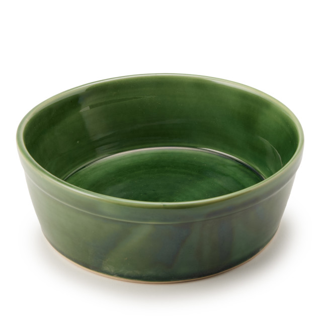 Mervyn Gers Glazed Stoneware WW Bowl, 22cm - Fig Green Top Down View