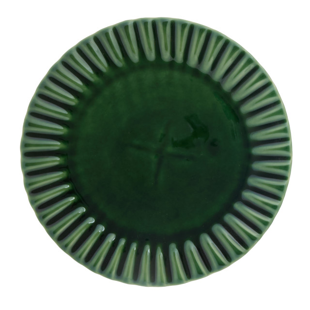 Mervyn Gers Paper Collection Glazed Stoneware Dinner Plate, 30cm - Fig Green Top Down View