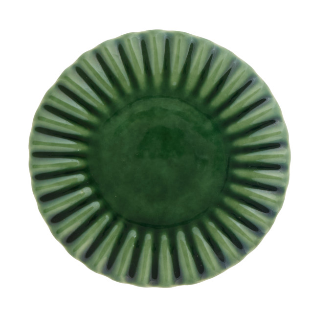 Mervyn Gers Paper Collection Glazed Stoneware Side Plate, 19cm - Fig Green top down view