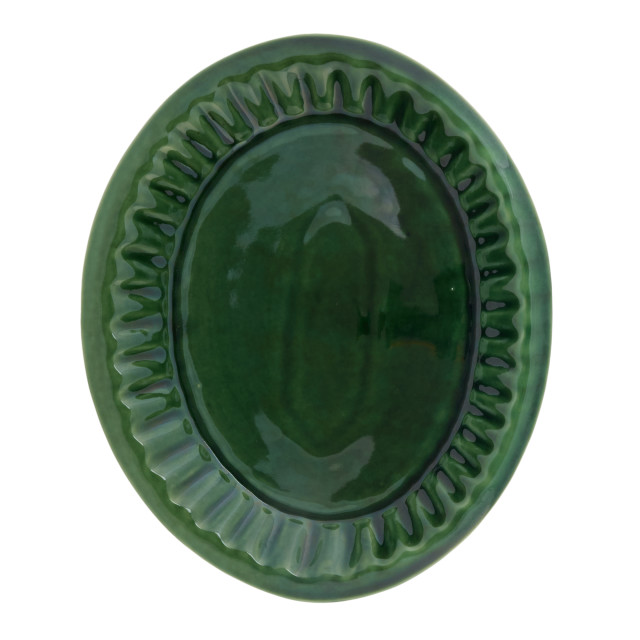 Mervyn Gers Scalloped Oval Platter, 46cm - Fig Green