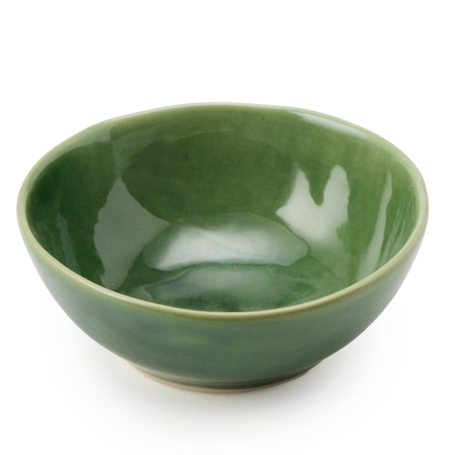 Mervyn Gers Glazed Stoneware Round Bowl, 12cm - Fig Green