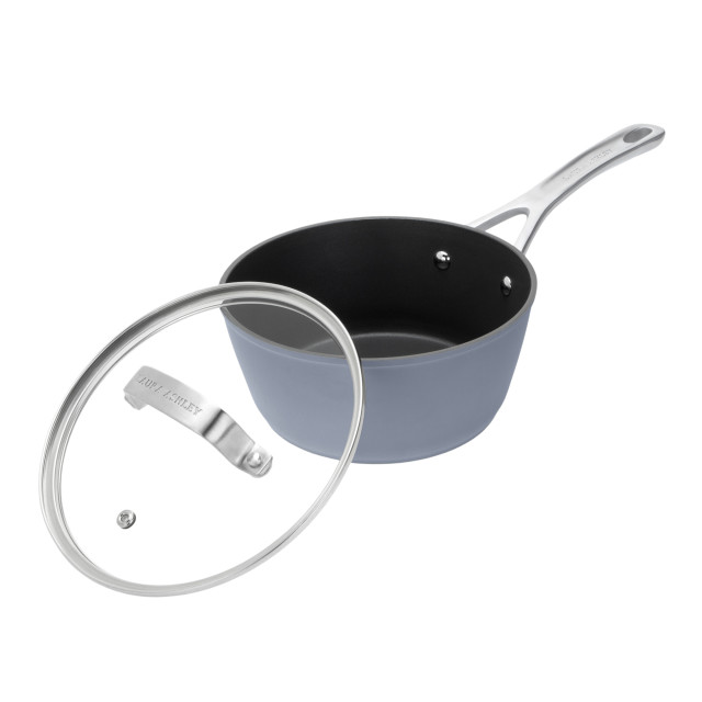 Laura Ashley Non-Stick Saucepan with Glass Lid, 16cm - Dark Slate