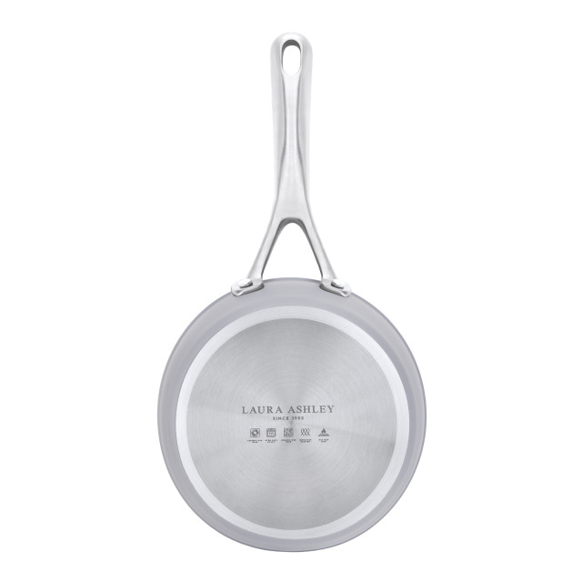 Laura Ashley Non-Stick Saucepan with Glass Lid, 16cm - Dark Dove Grey angle