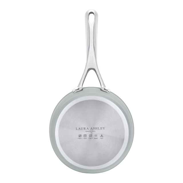 Laura Ashley Non-Stick Saucepan with Glass Lid, 16cm - Sage Leaf angle