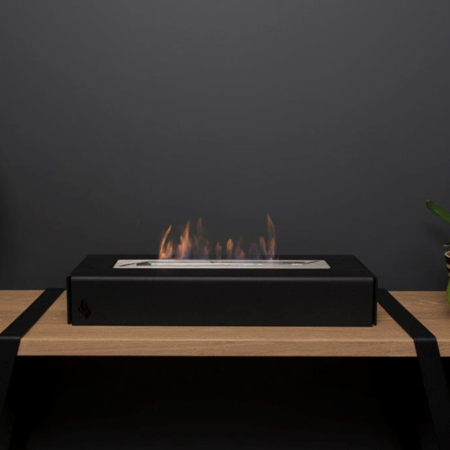 Signi Fires Fold 500 Slimline Biofuel Fireplace - Black with fire