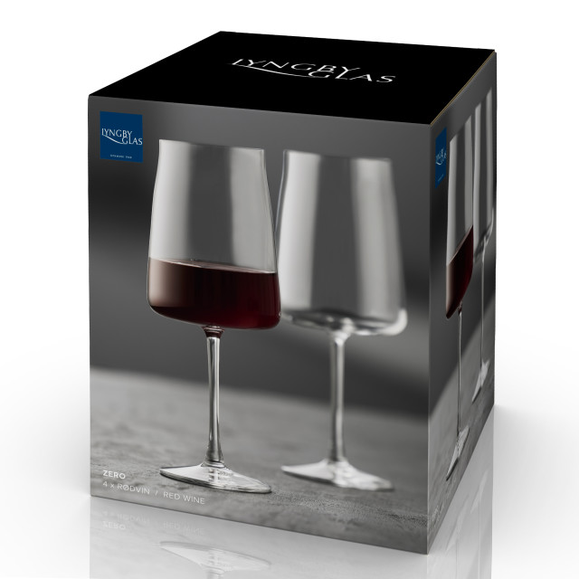 Lyngby Glas Krystal Zero Red Wine Glasses, Set of 4 packaging