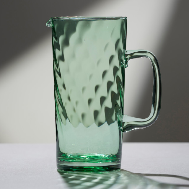 Lyngby Glas Green Vienna Jug, 1.9L on the table