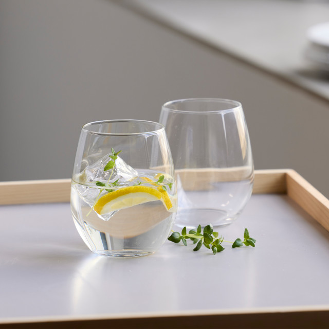 Lyngby Glas Juvel Water Glasses, Set of 6 on the table with water