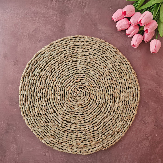 Nicolson Russell Rattan Placemats, Set of 2 on the table