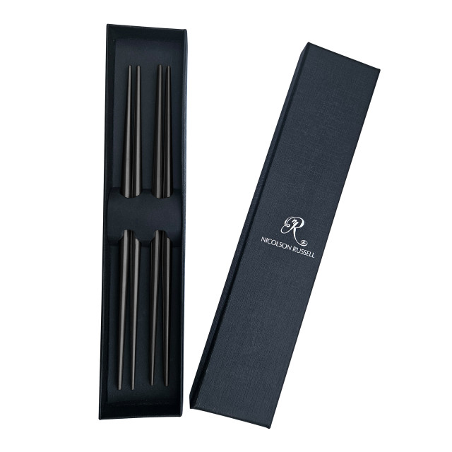 Nicolson Russell Guangzhou Stainless Steel Chopsticks, Set of 2 - Black packaging