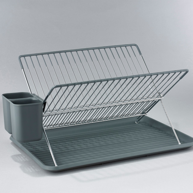 Funktion Dish Drying Rack with Drip Tray on the kitchen counter